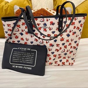Coach Reversible Floral Tote w/ Pouch
